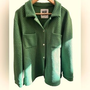 Muk Luks green shacket women’s button down Large jacket cozy chic